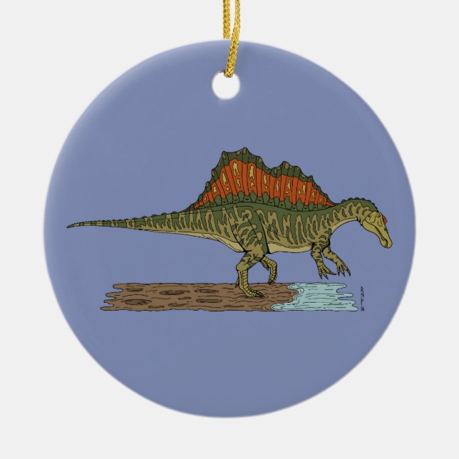 Kretakhaltiger Dinosaurier Spinosaurus Keramik Ornament (Vorne)