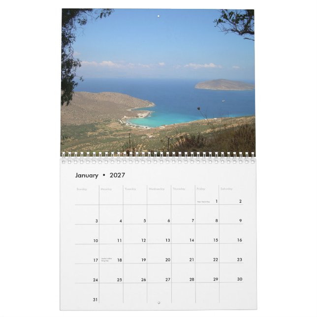 KRETE, GRIECHISCHER Mauerkalender Kalender (Jan 2027)