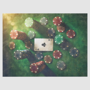 Kreuz-Ass & Poker-Chips, Spiel Seidenpapier