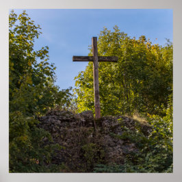 Kreuz auf den Felsen Poster