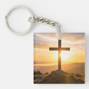 Kreuz auf einem Hügel Schlüsselanhänger