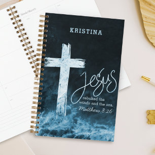 Kreuz auf Raging Water Bible Verse Personalisiert Planer