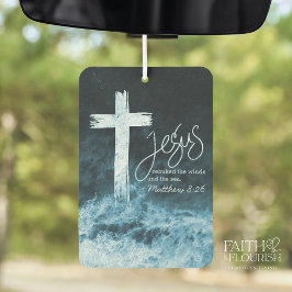 Kreuz auf Wasser Dunkelblauer Bibelschrift Autolufterfrischer