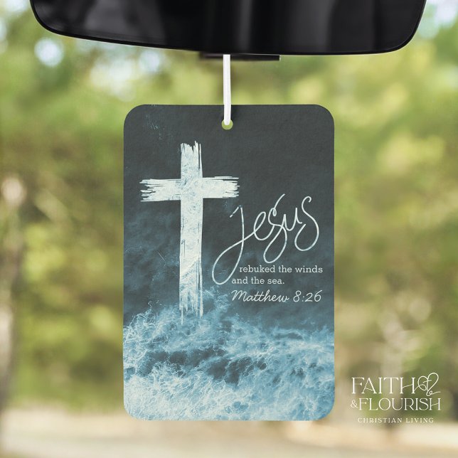 Kreuz auf Wasser Dunkelblauer Bibelschrift Autolufterfrischer (Von Creator hochgeladen)