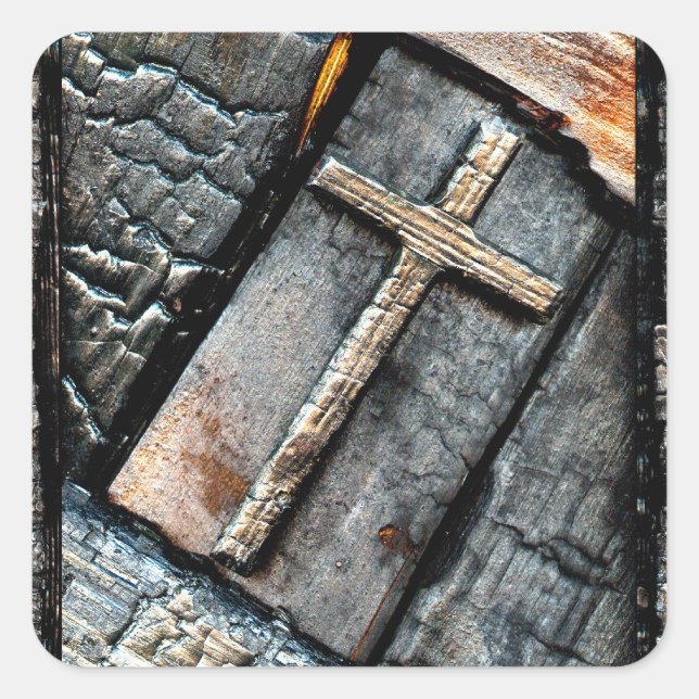 Kreuz des Schutzes Quadratischer Aufkleber (Vorderseite)