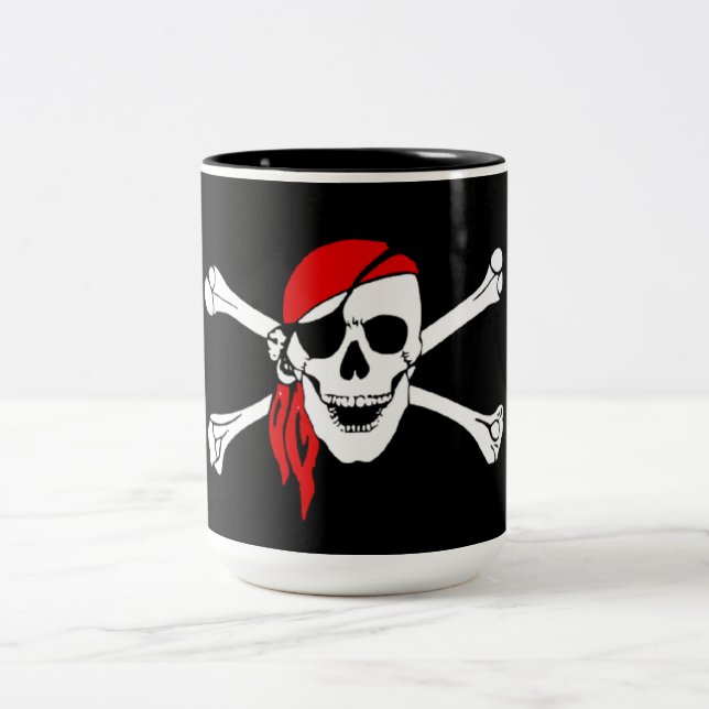 Kreuz entbeint Piraten-Tasse Zweifarbige Tasse (Mittel)