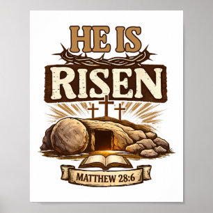 Kreuz Er Ist Auferstanden Jesus Religiöses Ostern Poster