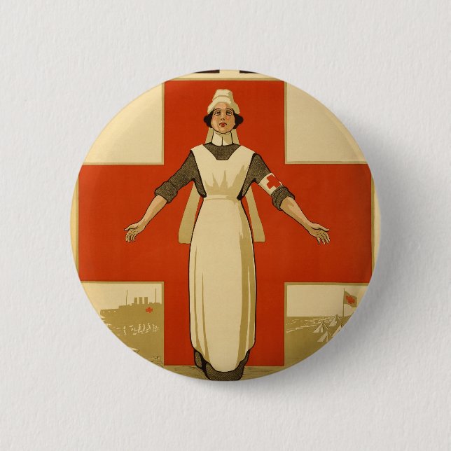 Kreuz-Feld-Krankenschwester-Plakat-Lesungs-HILFE Button (Vorderseite)