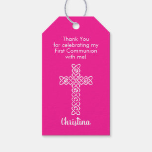 Kreuz Heiß rosa Kommunion Taufe Christening Geschenkanhänger