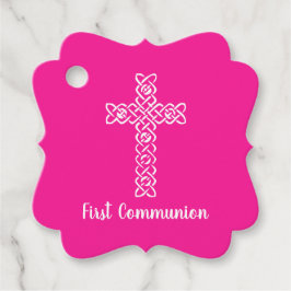 Kreuz | Heiß rosa Kommunion Taufe Christening Geschenkanhänger