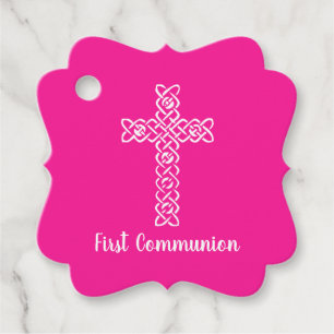 Kreuz   Heiß rosa Kommunion Taufe Christening Geschenkanhänger