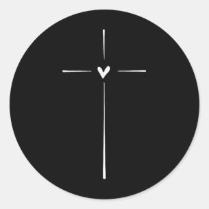 Kreuz Herz Inspirational Religious Christlich Runder Aufkleber