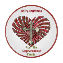 Kreuz-Herz (Personalisiertes Plättchen) Schneidebrett