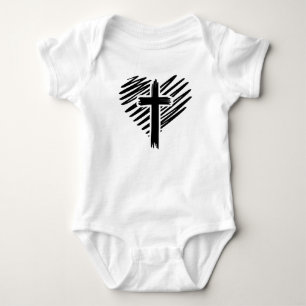 Kreuz im Herzen Baby Strampler