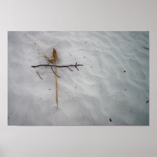Kreuz im Sand Poster