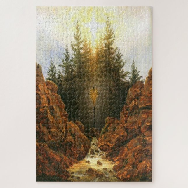 Kreuz im Wald - Caspar David Friedrich Puzzle (Vertikal)