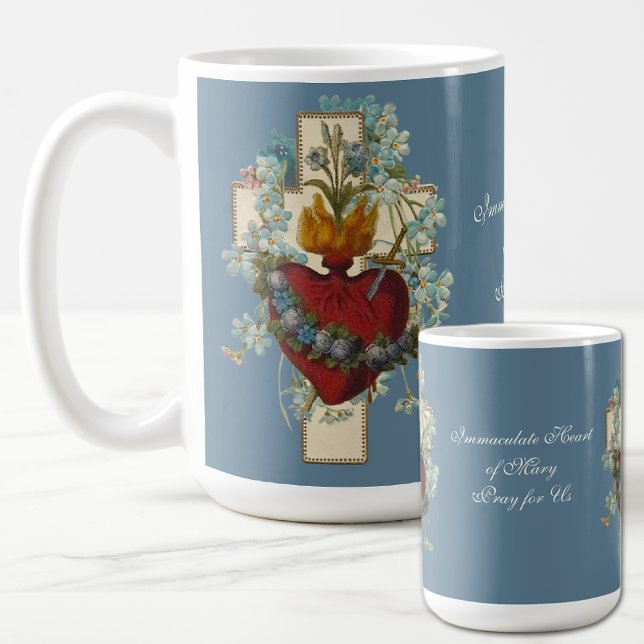 Kreuz Jungfrau Maria imakulieren Herz Religiös Kaffeetasse (CATHOLIC IMMACULATE HEART OF MARY COFFEE MUGS)