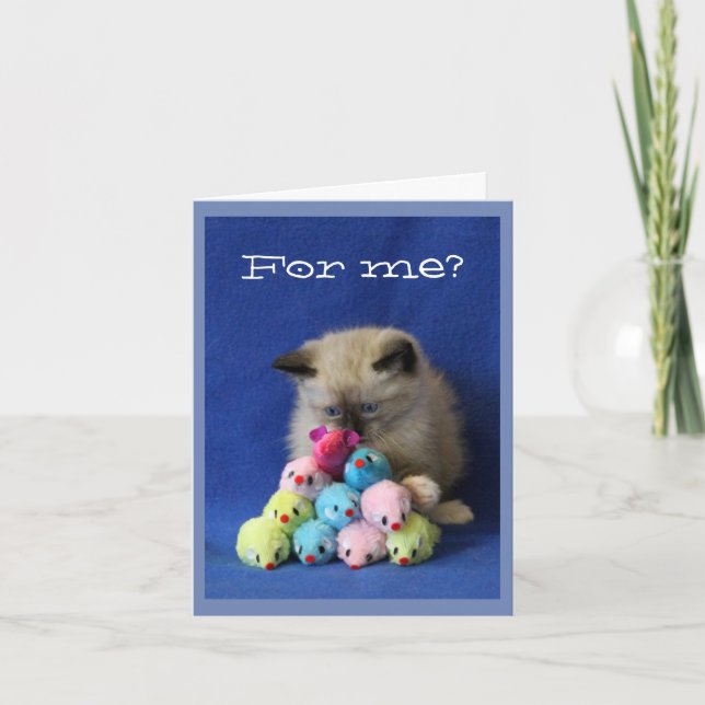 Kreuz-Mit Augen Kätzchen mit Spielzeug-Mäusen Dankeskarte (Vorderseite)