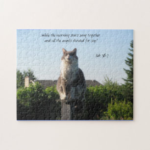 Kreuz Mit Augen Katze und Job 38:7 Puzzle