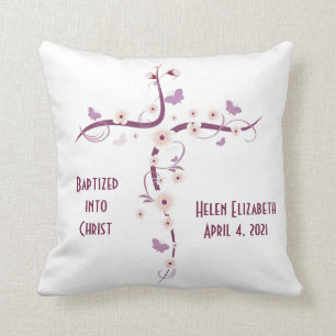 Kreuz mit Blume-Buttery-BaptIsmal-Keepake-Kissen Kissen