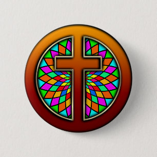 KREUZ MIT BUNTGLAS BUTTON