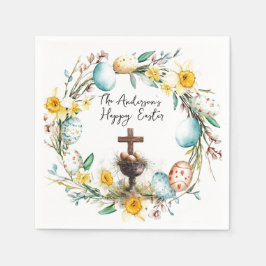 Kreuz mit dekorativen Eiern I Blumenoster Serviette