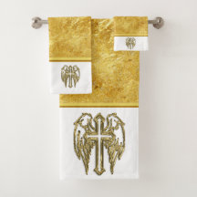 Kreuz mit Flügeln und weißer und goldfarbener Foli