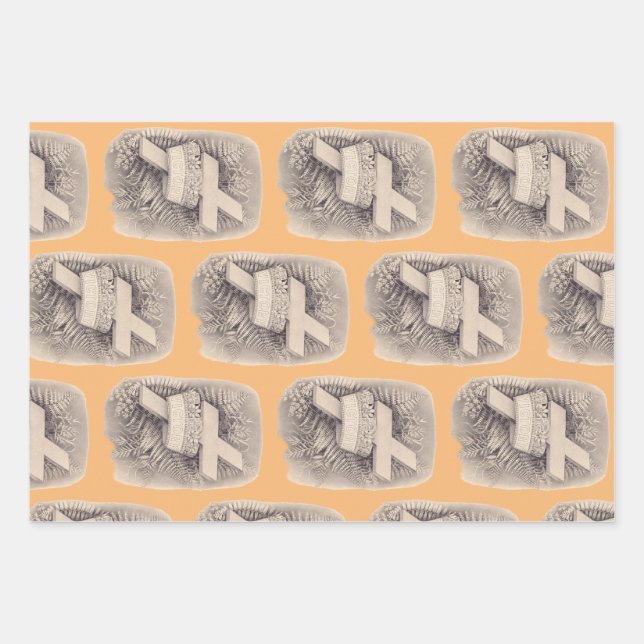 Kreuz mit Krone und Sieg Geschenkpapier Set (Vorderseite)