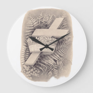 Kreuz mit Krone und Sieg Große Wanduhr