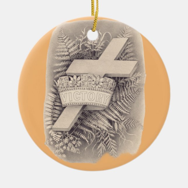 Kreuz mit Krone und Sieg Keramik Ornament (Vorne)