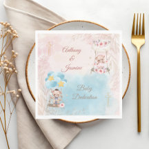 Kreuz mit rosa und blauen Zwillings-Teddybären auf