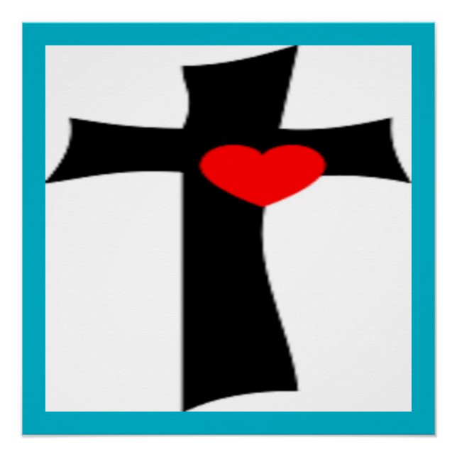 KREUZ MIT ROTEM HERZ POSTER (Vorderseite)