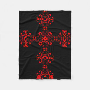 Kreuz mit rotem Ornament Heilige Dekorative Kunst Fleecedecke