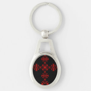 Kreuz mit rotem Ornament Schlüsselanhänger