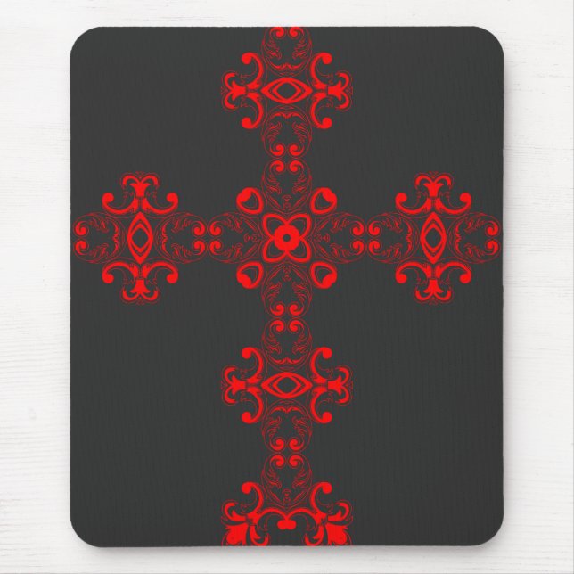 Kreuz mit roter Verzierung Mousepad (Vorne)