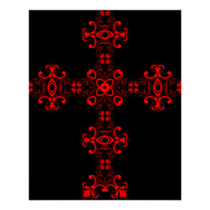 Kreuz mit roter Verzierung Poster