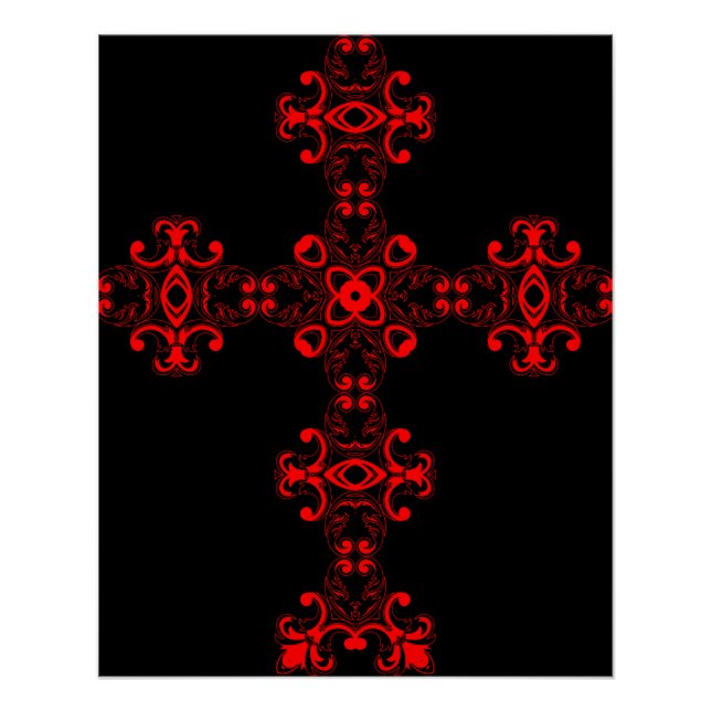 Kreuz mit roter Verzierung Poster (Vorderseite)