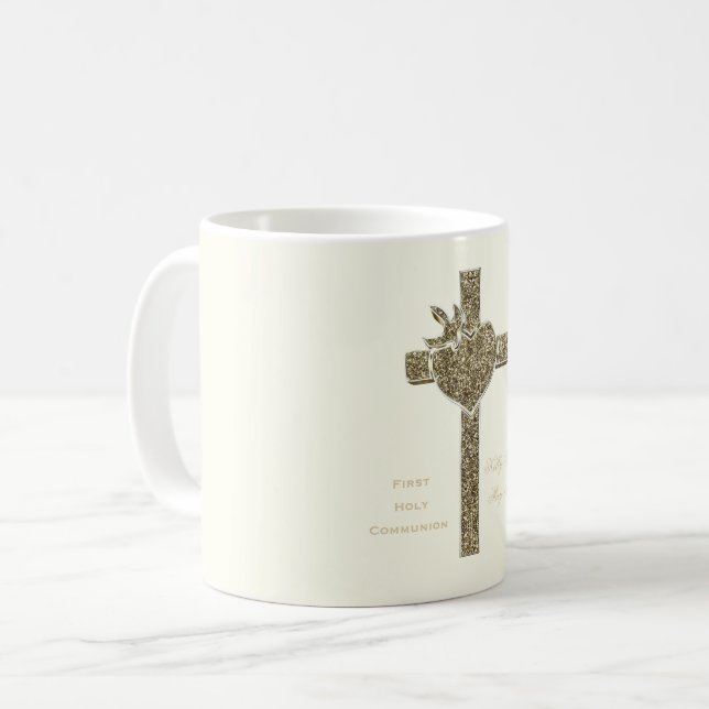 Kreuz mit Taube und Herz religiös Kaffeetasse (Vorderseite Links)