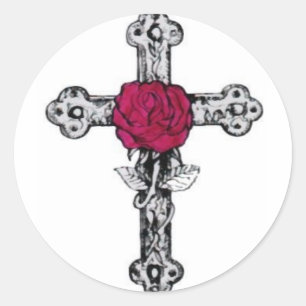 Kreuz Rosacruz Runder Aufkleber