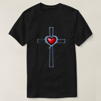 Kreuz Rubinroter Edelstein Herz T-Shirt