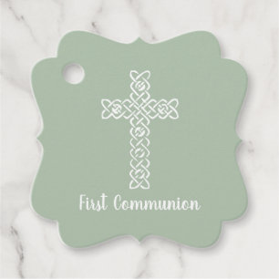 Kreuz Sage Green Communtions Taufe Christening Geschenkanhänger