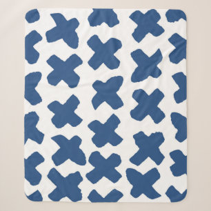 Kreuz Shibori: Indigo Batik Muster Sherpadecke