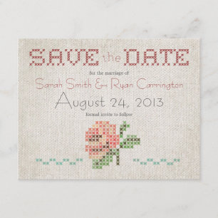 Kreuz-Stich antik Save the Date Wedding Karte
