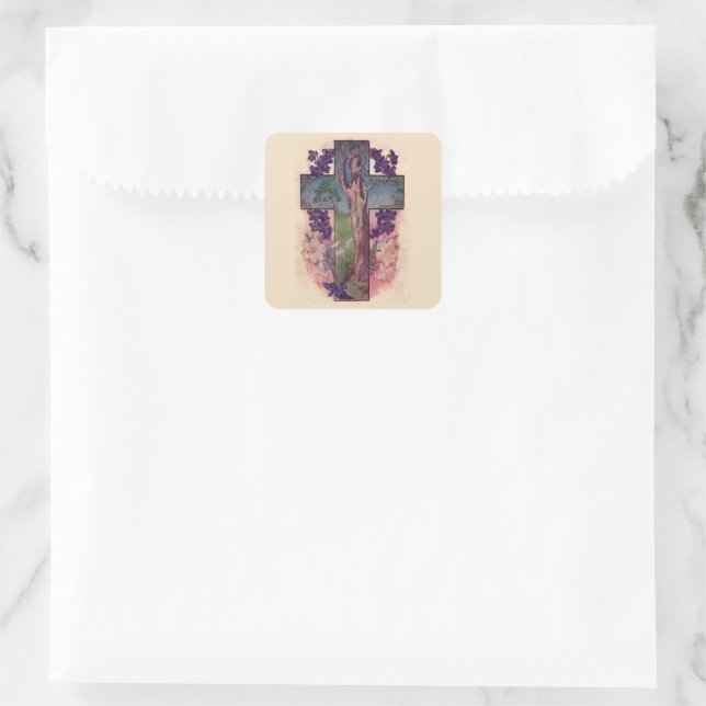 Kreuz und Baum christliche Ostern Sticker (Tasche)