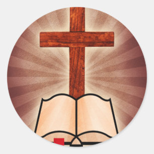 Kreuz und Bibel Runder Aufkleber
