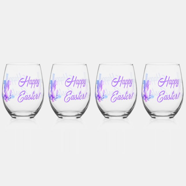 Kreuz und Blume glücklich Ostern Weinglas Ohne Stiel (Vorderseite)