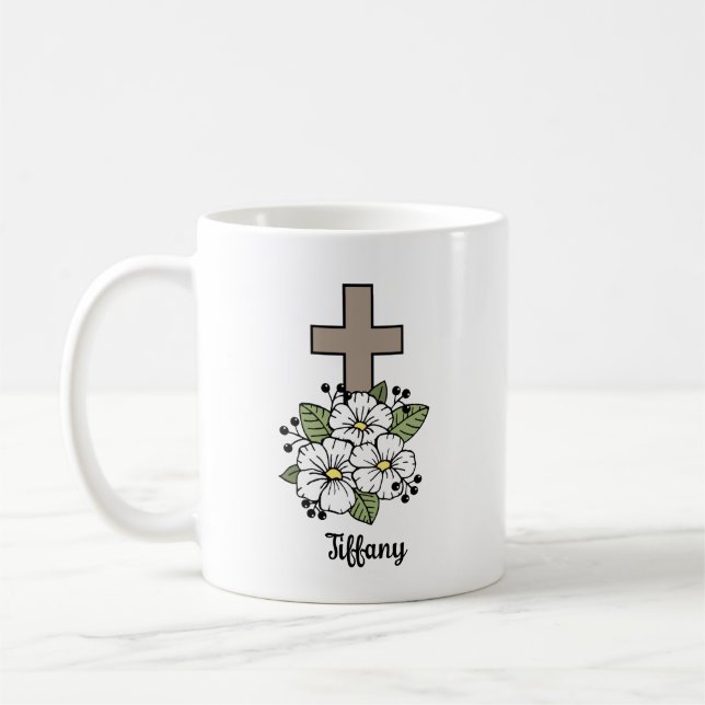 Kreuz und Blume Personalisiert Kaffeetasse (Links)