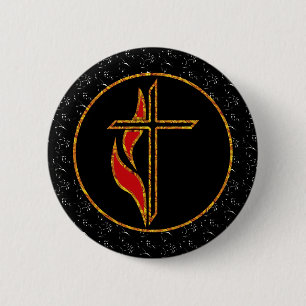Kreuz und Flamme Button