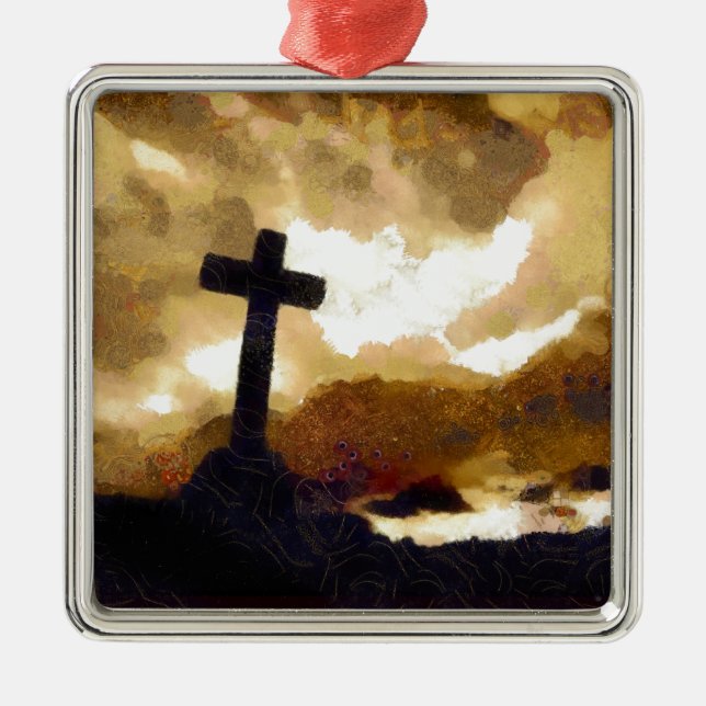 Kreuz und Himmel Silbernes Ornament (Vorne)