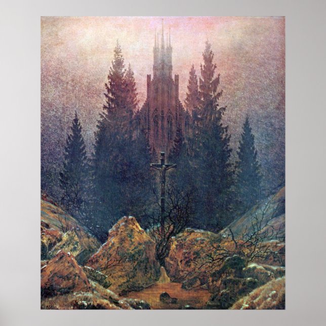 Kreuz und Kathedrale Caspar David Friedrich Poster (Vorne)